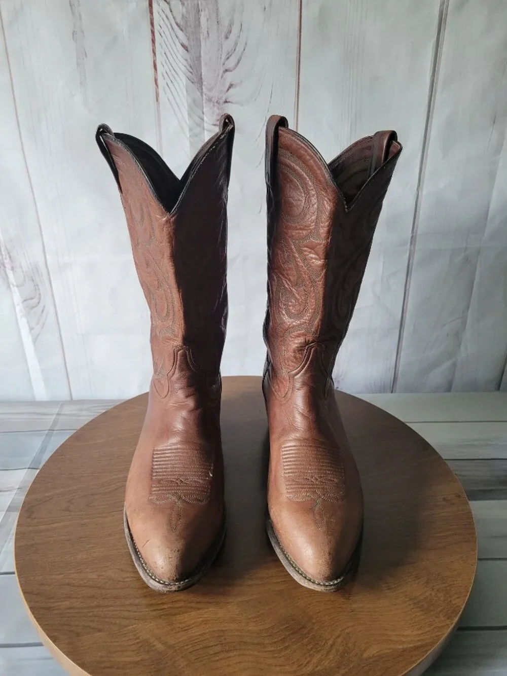 Tony Lama Men’s Sz10.5 Brown Leather Western Boots, High-quality Leather Pull-on